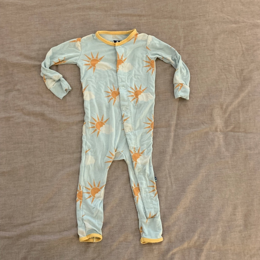 Kickee Pants Sun & Cloud Design Baby Coverall